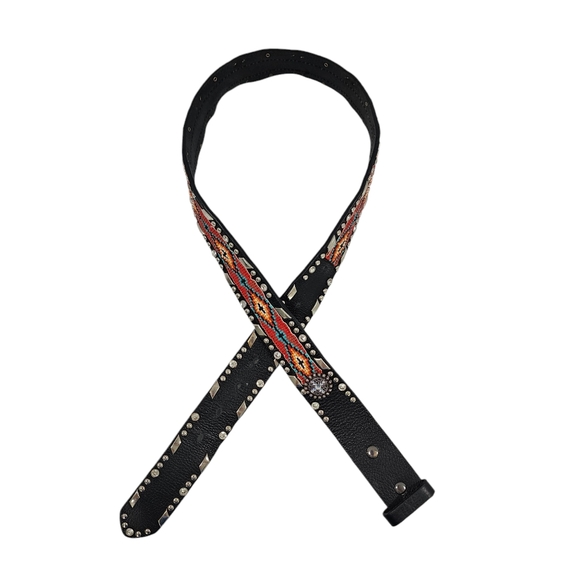 ARIAT BEADED WESTERN LEATHER BELT WITH BUCKLE - Picture 6 of 15